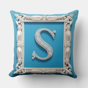 Elegant Decorative Frame letter S Throw Pillow