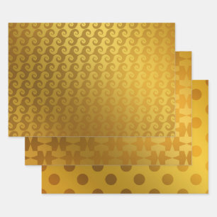 Elegant & Decorative Gold Patterns Swirls Dots Wrapping Paper Sheet