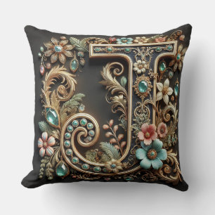 Elegant Decorative Letter J Design Throw Pillow