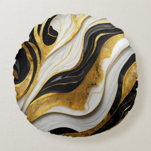 Elegant Decorative Marbleized Black Gold Pillow