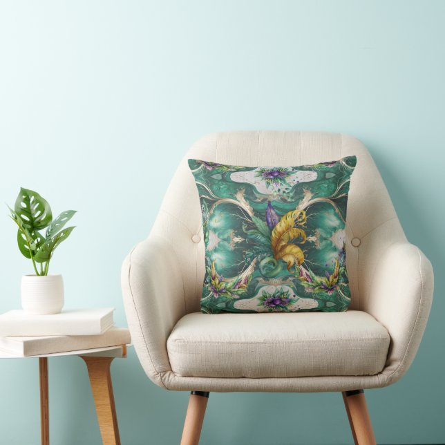 Elegant Decorative Mardi Gras Throw Pillow (Chair)
