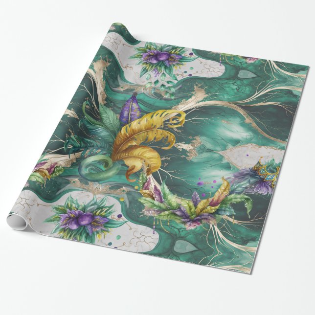 Elegant Decorative Mardi Gras  Wrapping Paper (Unrolled)