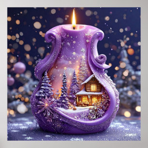 Elegant Decorative Purple Candle Glow 🕯️💜✨🌙🌸 Poster