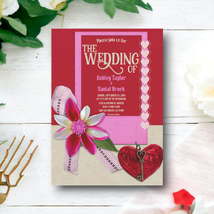 Elegant Decorative Valentine Red Romantic Wedding Invitation