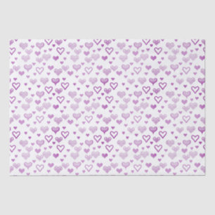 Elegant Decorative Vintage Purple Hearts Pattern Tissue Paper