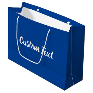 Elegant Deep Blue and White Script Text Template Large Gift Bag