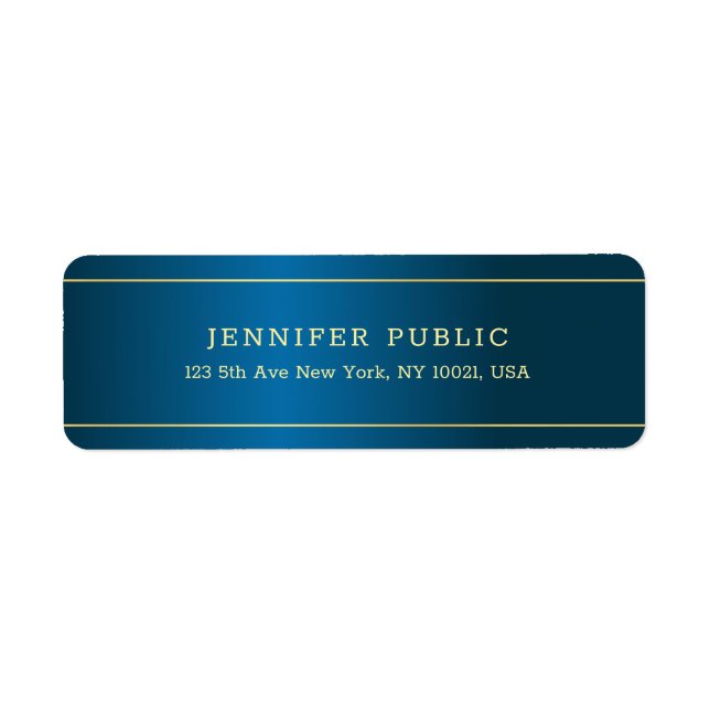 Elegant Deep Blue Gold Text Template Professional (Front)