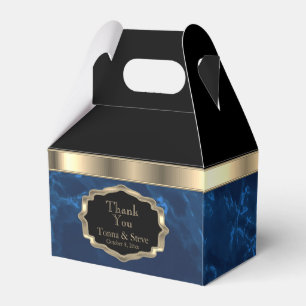Elegant Deep Blue Marble and Gold Favour Box