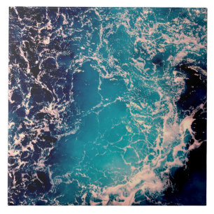 Elegant  Deep Blue Ocean Waves Background Tile