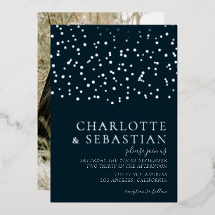 Elegant Deep Blue Photo Wedding Personalized