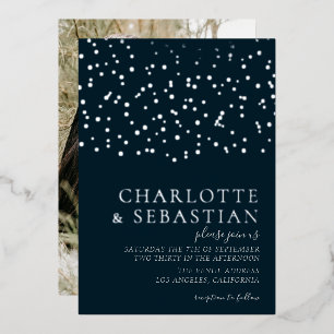 Elegant Deep Blue Photo Wedding Personalized