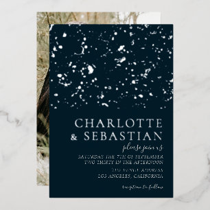 Elegant Deep Blue Photo Wedding Personalized