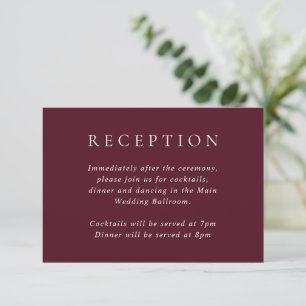 Elegant Deep Burgundy Classic Wedding Enclosure Card