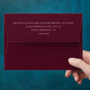 Elegant Deep Burgundy Classic Wedding Envelope