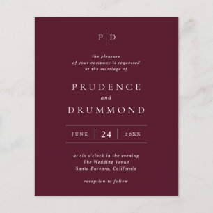 Elegant Deep Burgundy Classic Wedding Invitation Flyer
