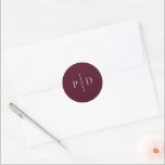 Elegant Deep Burgundy Classic Wedding Round Sticker<br><div class="desc">Classic style wedding stickers featuring a simple yet elegant design in a deep burgundy color that is perfect for a fall wedding or a winter / Christmas wedding.</div>