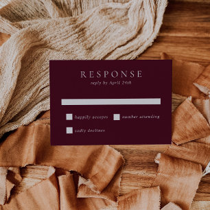 Elegant Deep Burgundy Classic Wedding RSVP Card