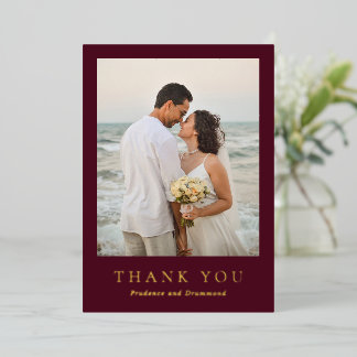 Elegant Deep Burgundy Classic Wedding Thank You