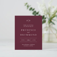 Elegant Deep Burgundy Wedding Save the Date
