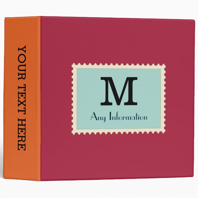 Elegant Deep Carmine Colour Monogram Binder (Front/Spine)