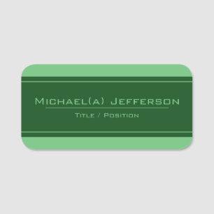 Elegant Deep Forest Green And Light Seafoam Green Name Tag