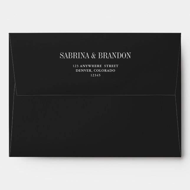 Elegant Deep Gray Wedding Envelope Return Address (Back (Top Flap))