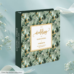 Elegant Deep Green And Gold Wedding Memory Album Binder