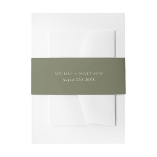 Elegant Deep Green Personalized Wedding Invitation Belly Band