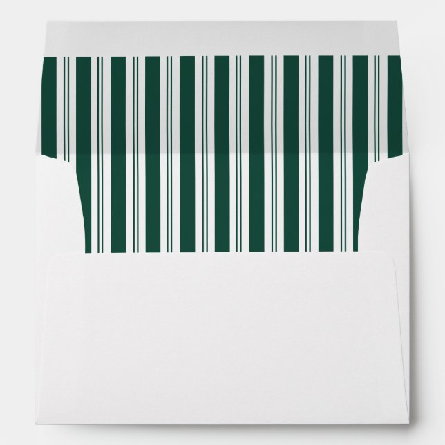 Elegant Deep Hunter Green Stripes Wedding Envelope (Back (Bottom))