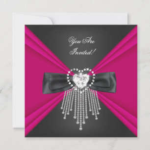 Elegant Deep Pink Black All Occasions Invitation