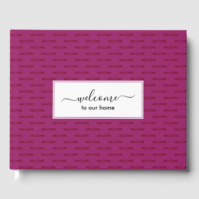 Elegant Deep Pink Custom WELCOME TO OUR HOME Guest Book (Front)