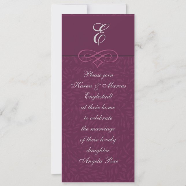 Elegant Deep Pink Monogram Invitations (Front)