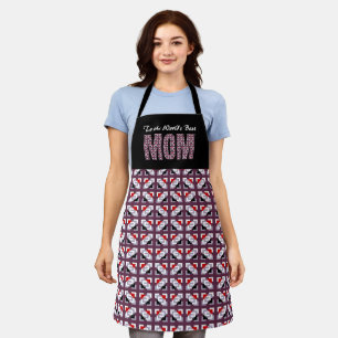 Elegant Deep Plum and Red Geometric Pattern Apron