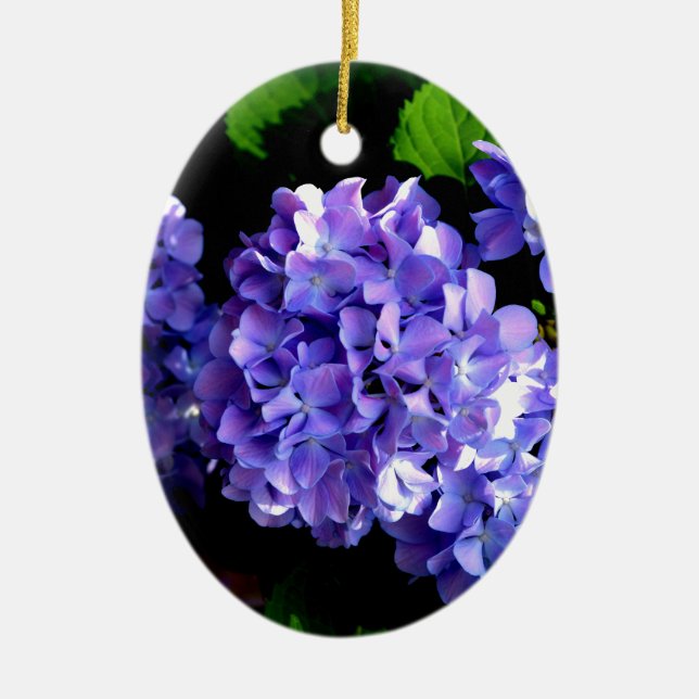 Elegant deep purple floral flowers  hydrangea ceramic ornament (Front)