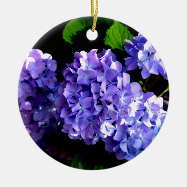 Elegant deep purple floral flowers  hydrangea ceramic ornament (Front)