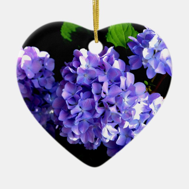 Elegant deep purple floral flowers  hydrangea ceramic ornament (Front)