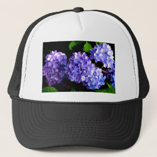 Elegant deep purple floral flowers hydrangea trucker hat