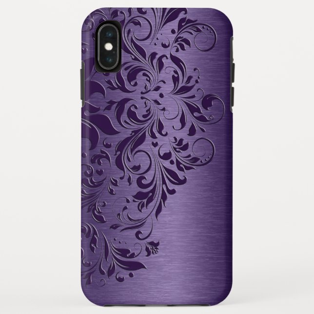 Elegant Deep Purple Floral Lace Case-Mate iPhone Case (Back)