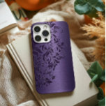 Elegant Deep Purple Floral Lace On Purple iPhone XR Case<br><div class="desc">Purple tones metallic background,  with deep-purple floral lace.</div>