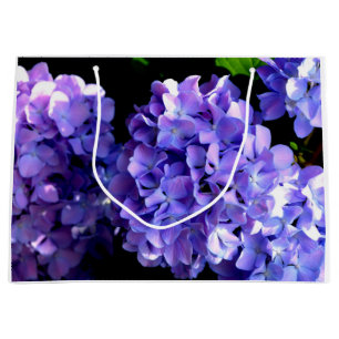 Elegant deep purple florals periwinkle hydrangeas large gift bag