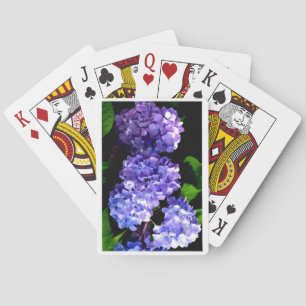 Elegant deep purple florals periwinkle hydrangeas playing cards