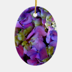 Elegant deep purple pink magenta floral hydrangeas ceramic ornament