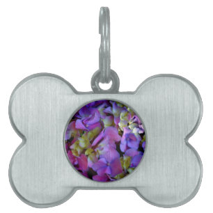 Elegant deep purple pink magenta floral hydrangeas pet tag