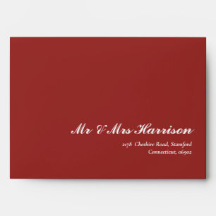 Elegant Deep Red Christmas Wedding  Envelope