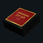 Elegant Deep Red Gold Name Adult Christmas Eve Box<br><div class="desc">Christmas Eve Box in faux (not foil) gold text is above additional white text for the recipient's name. This keepsake box has an elegant deep red top with a faux gold border. All text can be edited or deleted.</div>