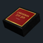 Elegant Deep Red Gold Name Adult Christmas Eve Box<br><div class="desc">Christmas Eve Box in faux (not foil) gold text is above additional white text for the recipient's name. This keepsake box has an elegant deep red top with a faux gold border. All text can be edited or deleted.</div>