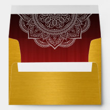 Elegant Deep Red Paisley Indian Wedding Invitation