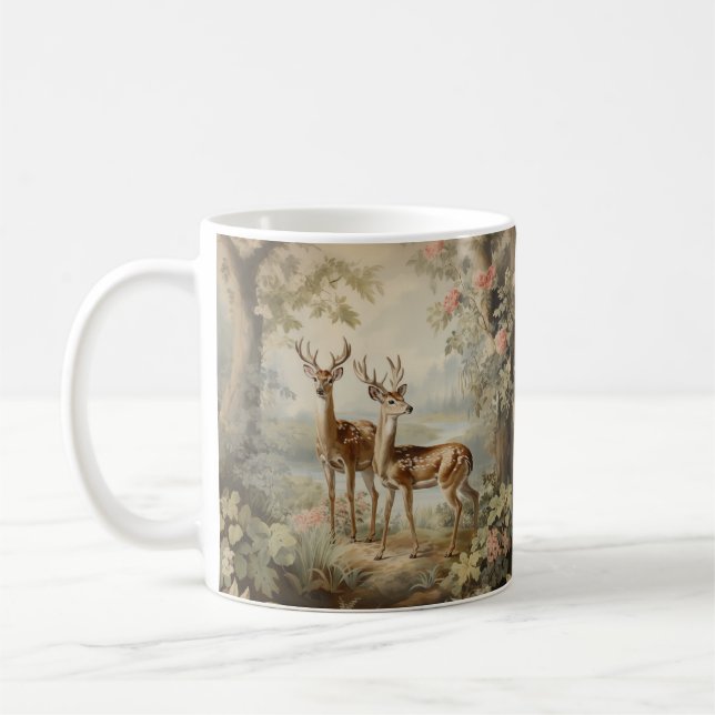 Elegant Deer Antique Woodland Wildlife Coffee Mug (Left)