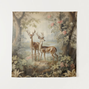 Elegant Deer Antique Woodland Wildlife Tapestry