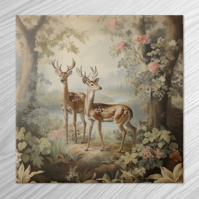 Elegant Deer Antique Woodland Wildlife Tile (Creator Uploaded)